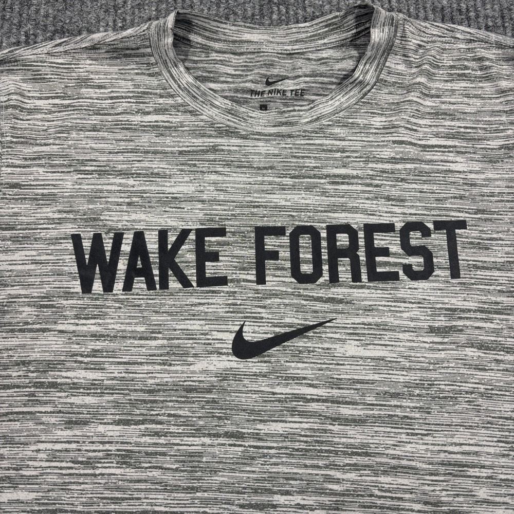 Nike T-Shirt Mens Medium Grey Wake Forest Dri-Fit Space Dye Activewear